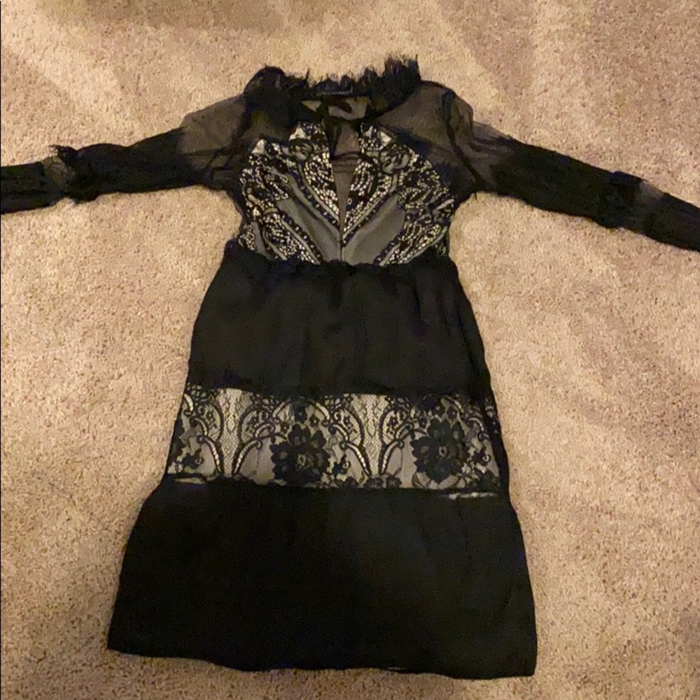 Black Semi Sheer Few Moda Dress Size Small